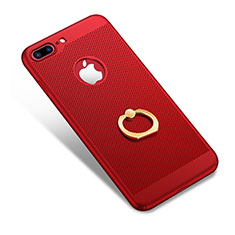 Handyhülle Hülle Kunststoff Schutzhülle Punkte Loch mit Fingerring Ständer W01 für Apple iPhone 8 Plus Rot