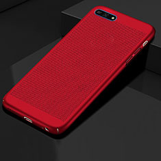 Handyhülle Hülle Kunststoff Schutzhülle Punkte Loch Tasche für Huawei Y6 Prime (2018) Rot