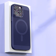 Handyhülle Hülle Kunststoff Schutzhülle Punkte Loch Tasche mit Mag-Safe Magnetic Magnetisch für Apple iPhone 14 Pro Max Blau