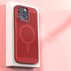 Handyhülle Hülle Kunststoff Schutzhülle Punkte Loch Tasche mit Mag-Safe Magnetic Magnetisch für Apple iPhone 14 Pro Max Rot
