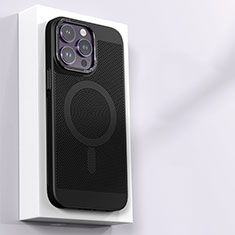 Handyhülle Hülle Kunststoff Schutzhülle Punkte Loch Tasche mit Mag-Safe Magnetic Magnetisch für Apple iPhone 14 Pro Max Schwarz