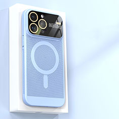 Handyhülle Hülle Kunststoff Schutzhülle Punkte Loch Tasche mit Mag-Safe Magnetic Magnetisch JS1 für Apple iPhone 13 Pro Hellblau