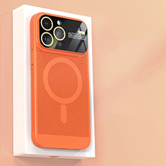 Handyhülle Hülle Kunststoff Schutzhülle Punkte Loch Tasche mit Mag-Safe Magnetic Magnetisch JS1 für Apple iPhone 14 Pro Max Orange