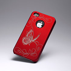 Handyhülle Hülle Kunststoff Schutzhülle Schmetterling für Apple iPhone 4 Rot