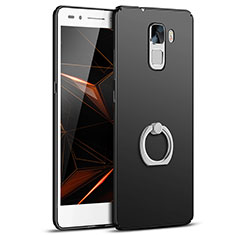 Handyhülle Hülle Kunststoff Schutzhülle Tasche Matt mit Fingerring Ständer A01 für Huawei Honor 7 Dual SIM Schwarz