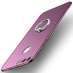 Handyhülle Hülle Kunststoff Schutzhülle Tasche Matt mit Fingerring Ständer A01 für Huawei Honor 8 Violett