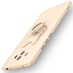 Handyhülle Hülle Kunststoff Schutzhülle Tasche Matt mit Fingerring Ständer A01 für Huawei Mate 10 Gold