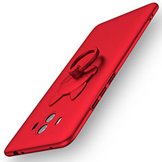 Handyhülle Hülle Kunststoff Schutzhülle Tasche Matt mit Fingerring Ständer A01 für Huawei Mate 10 Rot