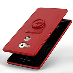 Handyhülle Hülle Kunststoff Schutzhülle Tasche Matt mit Fingerring Ständer A01 für Huawei Mate 8 Rot