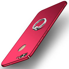 Handyhülle Hülle Kunststoff Schutzhülle Tasche Matt mit Fingerring Ständer A01 für Huawei Nova 2 Rot