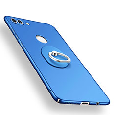 Handyhülle Hülle Kunststoff Schutzhülle Tasche Matt mit Fingerring Ständer A01 für Huawei Y9 (2018) Blau
