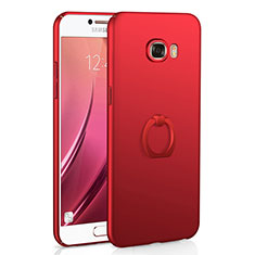 Handyhülle Hülle Kunststoff Schutzhülle Tasche Matt mit Fingerring Ständer A01 für Samsung Galaxy C7 SM-C7000 Rot
