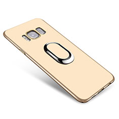 Handyhülle Hülle Kunststoff Schutzhülle Tasche Matt mit Fingerring Ständer A01 für Samsung Galaxy S8 Gold