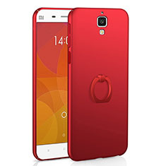 Handyhülle Hülle Kunststoff Schutzhülle Tasche Matt mit Fingerring Ständer A01 für Xiaomi Mi 4 LTE Rot