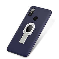 Handyhülle Hülle Kunststoff Schutzhülle Tasche Matt mit Fingerring Ständer A01 für Xiaomi Mi 8 Blau