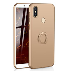 Handyhülle Hülle Kunststoff Schutzhülle Tasche Matt mit Fingerring Ständer A01 für Xiaomi Redmi S2 Gold