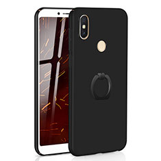 Handyhülle Hülle Kunststoff Schutzhülle Tasche Matt mit Fingerring Ständer A01 für Xiaomi Redmi S2 Schwarz