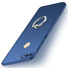 Handyhülle Hülle Kunststoff Schutzhülle Tasche Matt mit Fingerring Ständer A02 für Huawei Honor 7C Blau