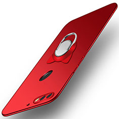 Handyhülle Hülle Kunststoff Schutzhülle Tasche Matt mit Fingerring Ständer A04 für Huawei Enjoy 8 Rot