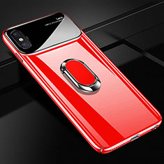 Handyhülle Hülle Kunststoff Schutzhülle Tasche Matt mit Magnetisch Fingerring Ständer A01 für Apple iPhone X Rot