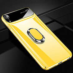 Handyhülle Hülle Kunststoff Schutzhülle Tasche Matt mit Magnetisch Fingerring Ständer A01 für Apple iPhone XR Gelb