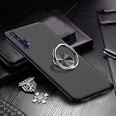 Handyhülle Hülle Kunststoff Schutzhülle Tasche Matt mit Magnetisch Fingerring Ständer A01 für Huawei Honor 20 Pro Schwarz