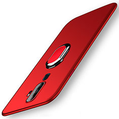 Handyhülle Hülle Kunststoff Schutzhülle Tasche Matt mit Magnetisch Fingerring Ständer A01 für Oppo A11 Rot