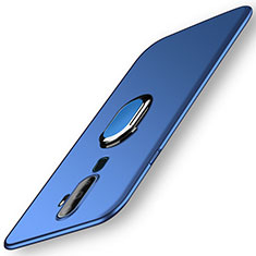 Handyhülle Hülle Kunststoff Schutzhülle Tasche Matt mit Magnetisch Fingerring Ständer A01 für Oppo A9 (2020) Blau