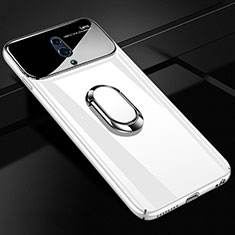Handyhülle Hülle Kunststoff Schutzhülle Tasche Matt mit Magnetisch Fingerring Ständer A01 für Oppo Realme X Weiß
