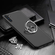 Handyhülle Hülle Kunststoff Schutzhülle Tasche Matt mit Magnetisch Fingerring Ständer A01 für Samsung Galaxy Note 10 Schwarz