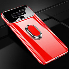 Handyhülle Hülle Kunststoff Schutzhülle Tasche Matt mit Magnetisch Fingerring Ständer A01 für Samsung Galaxy Note 9 Rot