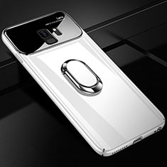 Handyhülle Hülle Kunststoff Schutzhülle Tasche Matt mit Magnetisch Fingerring Ständer A01 für Samsung Galaxy S9 Weiß