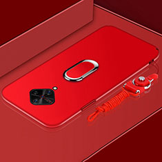 Handyhülle Hülle Kunststoff Schutzhülle Tasche Matt mit Magnetisch Fingerring Ständer A02 für Vivo X50 Lite Rot