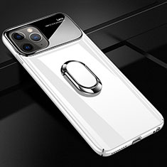 Handyhülle Hülle Kunststoff Schutzhülle Tasche Matt mit Magnetisch Fingerring Ständer P02 für Apple iPhone 11 Pro Max Weiß