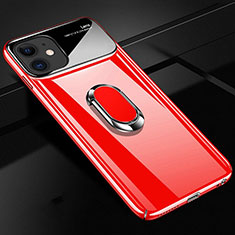 Handyhülle Hülle Kunststoff Schutzhülle Tasche Matt mit Magnetisch Fingerring Ständer P02 für Apple iPhone 11 Rot