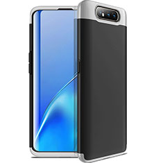 Handyhülle Hülle Kunststoff Schutzhülle Tasche Matt Vorder und Rückseite 360 Grad C01 für Samsung Galaxy A80 Silber und Schwarz