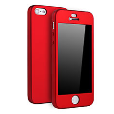 Handyhülle Hülle Kunststoff Schutzhülle Tasche Matt Vorder und Rückseite 360 Grad für Apple iPhone SE Rot