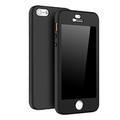 Handyhülle Hülle Kunststoff Schutzhülle Tasche Matt Vorder und Rückseite 360 Grad für Apple iPhone SE Schwarz