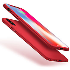 Handyhülle Hülle Kunststoff Schutzhülle Tasche Matt Vorder und Rückseite 360 Grad für Apple iPhone X Rot
