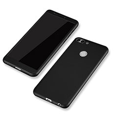 Handyhülle Hülle Kunststoff Schutzhülle Tasche Matt Vorder und Rückseite 360 Grad für Huawei Enjoy 7S Schwarz