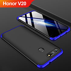 Handyhülle Hülle Kunststoff Schutzhülle Tasche Matt Vorder und Rückseite 360 Grad für Huawei Honor View 20 Blau und Schwarz