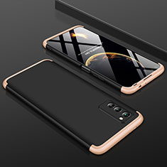 Handyhülle Hülle Kunststoff Schutzhülle Tasche Matt Vorder und Rückseite 360 Grad für Huawei Honor View 30 Pro 5G Gold und Schwarz