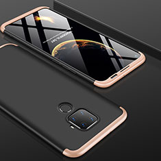 Handyhülle Hülle Kunststoff Schutzhülle Tasche Matt Vorder und Rückseite 360 Grad für Huawei Nova 5z Gold und Schwarz