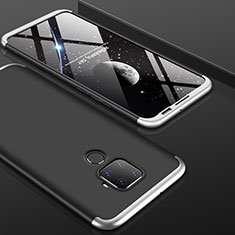 Handyhülle Hülle Kunststoff Schutzhülle Tasche Matt Vorder und Rückseite 360 Grad für Huawei Nova 5z Silber und Schwarz