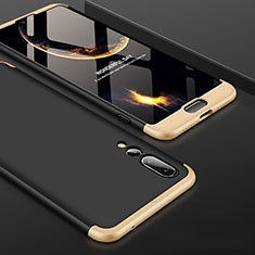 Handyhülle Hülle Kunststoff Schutzhülle Tasche Matt Vorder und Rückseite 360 Grad für Huawei P20 Pro Gold und Schwarz