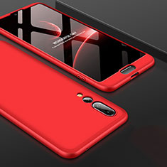 Handyhülle Hülle Kunststoff Schutzhülle Tasche Matt Vorder und Rückseite 360 Grad für Huawei P20 Pro Rot