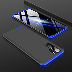 Handyhülle Hülle Kunststoff Schutzhülle Tasche Matt Vorder und Rückseite 360 Grad für Huawei P30 Pro New Edition Blau und Schwarz