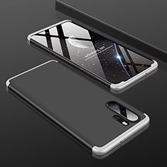 Handyhülle Hülle Kunststoff Schutzhülle Tasche Matt Vorder und Rückseite 360 Grad für Huawei P30 Pro Silber und Schwarz