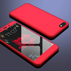Handyhülle Hülle Kunststoff Schutzhülle Tasche Matt Vorder und Rückseite 360 Grad für Huawei Y5 (2018) Rot