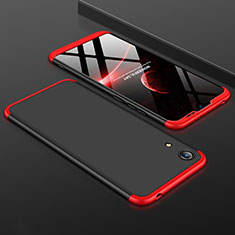 Handyhülle Hülle Kunststoff Schutzhülle Tasche Matt Vorder und Rückseite 360 Grad für Huawei Y6 (2019) Rot und Schwarz